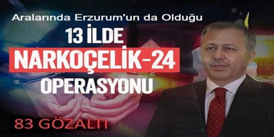 Erzurum ve 12 ilde Narkoçelik-24 operasyonu: 83 gözaltı