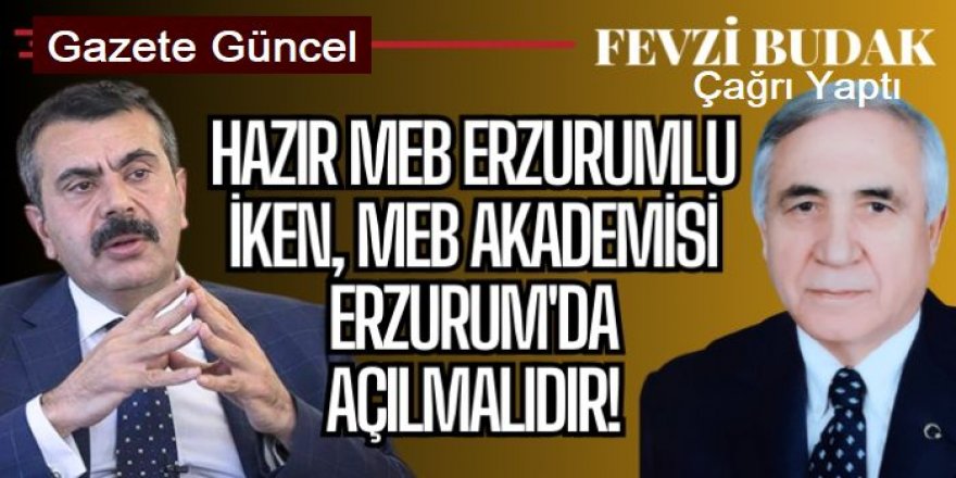 Milli Eğitim Bakanı Tekin'e çağrı! 'Akademi Erzurum'a kurulsun'
