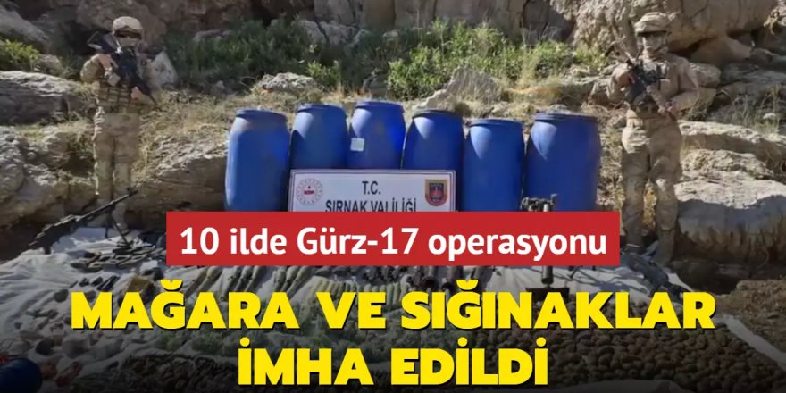 10 ilde Gürz-17 operasyonları: 71 mağara imha edildi