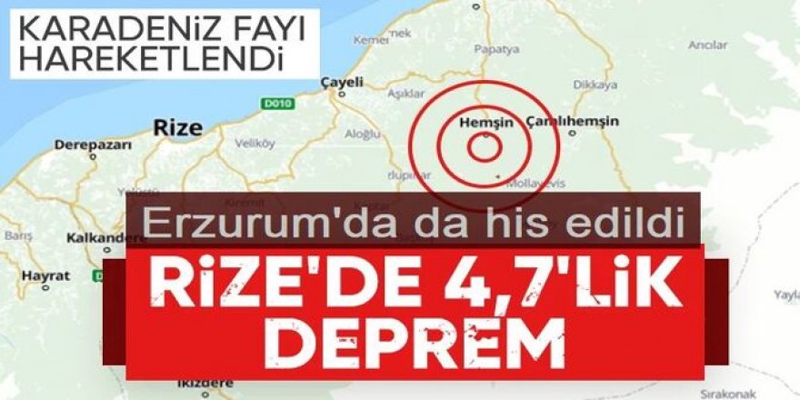 Rize'de deprem meydana geldi