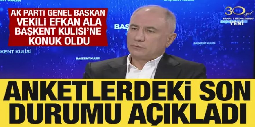 AK Parti Genel Başkan Vekili Efkan Ala, anketlerdeki son durumu açıkladı