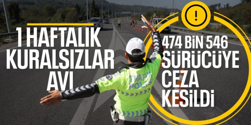 Trafik denetimlerinde bir haftada 474 bin 456 sürücüye işlem yapıldı