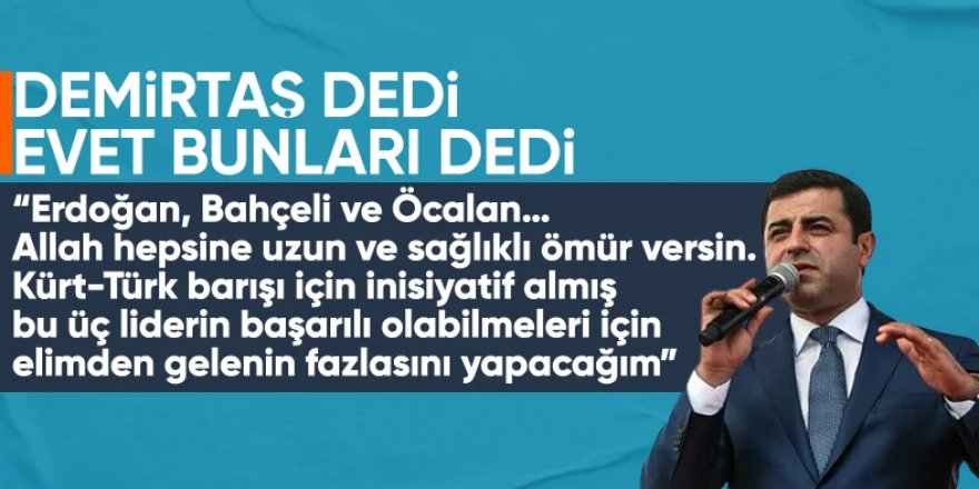 Demirtaş: Erdoğan, Bahçeli ve Öcalan'ın başarısı için elimden geleni yapacağım