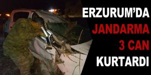 Erzurum'da Jandarma 3 can kurtardı