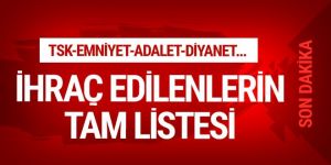 İşte KHK ile kamudan ihraç edilenlerin listesi