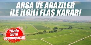 Arsa ve arazi metrekare değeri artışında yüzde 50 sınırı