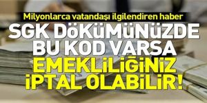 SGK dökümünüzde bu kod varsa emekliliğiniz iptal olabilir