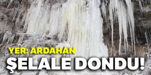 Ardahan'da soğuk hava nedeniyle şelale dondu