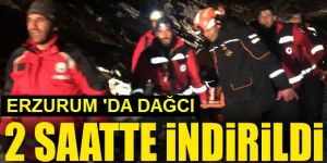 Yaralı dağcı zirveden 2 saatte indirildi