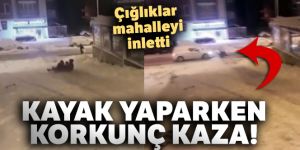 Giresun’da mahalle arasında poşetle kayak keyfi kazayla bitti