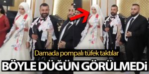 Erzurumlu ve Muşlu ailenin düğününde Damada 'pompalı tüfek' taktılar