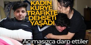 Kadın kurye trafikte dehşeti yaşadı