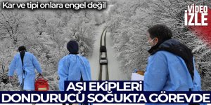 Kar ve tipi onlara engel olmadı, aşı ekipleri dondurucu soğukta görevde