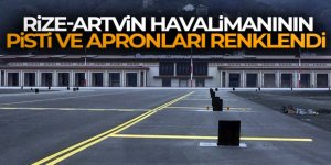 Rize-Artvin Havalimanının pisti ve apronları renklendi