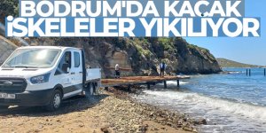 Bodrum'da kaçak iskelelerin kaldırılması sürüyor