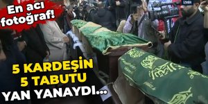 5 kardeşin cenaze töreninde dikkat çeken anlar!